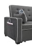 Austin Modern Gray Fabric Sleeper Sofa with 2 USB Charging Ports and 4 Accent Pillows