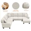 [VIDEO provided] [New] 108*85.5" Modern U Shape Sectional Sofa, 7 Seat Fabric Sectional Sofa Set with 3 Pillows Included for Living Room, Apartment, O