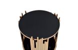 ACME Tanquin End Table in Gold & Black Glass 84492