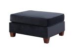 Black Velvet Fabric Sectional 2x Reversible L/R Chaise and 2x Ottomans Plywood Couch Living Room Furniture