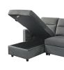 Ivy Dark Gray Velvet Reversible Sleeper Sectional Sofa with Storage Chaise and Side Pocket