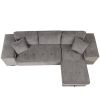 104" Modern L-Shape 3 Seat Reversible Sectional Couch, Pull Out Sleeper Sofa with Storage Chaise and 2 Stools for Living Room Furniture Set,Knox Charc