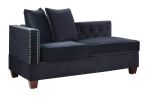 Black Velvet Fabric Sectional 2x Reversible L/R Chaise and 2x Ottomans Plywood Couch Living Room Furniture