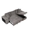 104" Modern L-Shape 3 Seat Reversible Sectional Couch, Pull Out Sleeper Sofa with Storage Chaise and 2 Stools for Living Room Furniture Set,Knox Charc