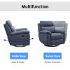 Electric Power Swivel Glider Rocker Recliner Chair with USB Charge Port - Blue