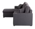 Paisley Dark Gray Linen Fabric Reversible Sleeper Sectional Sofa with Storage Chaise