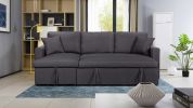 Paisley Dark Gray Linen Fabric Reversible Sleeper Sectional Sofa with Storage Chaise