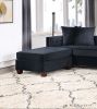 Black Velvet Fabric Sectional 2x Reversible L/R Chaise and 2x Ottomans Plywood Couch Living Room Furniture