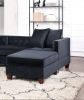 Black Velvet Fabric Sectional 2x Reversible L/R Chaise and 2x Ottomans Plywood Couch Living Room Furniture