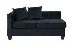 Black Velvet Fabric Sectional 2x Reversible L/R Chaise and 2x Ottomans Plywood Couch Living Room Furniture