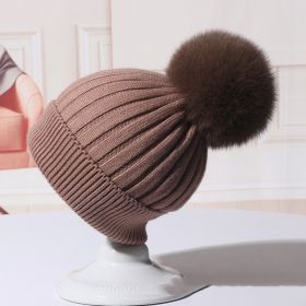 Women's Autumn Winter Woolen Cap Korean Style (Option: Brown-Adult Style)