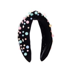 Fashion Candy Color Resin Beading Headband (Color: Black)