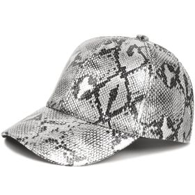 PU Serpentine Baseball Cap Sun-proof Peaked Cap (Option: Gray Python-Adjustable)