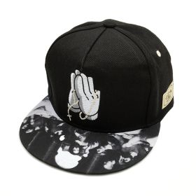 New Baseball Cap Couple Spring Palm Embroidery Prayer Flat Brim Hat (Option: Black-Adjustable)