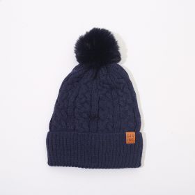 Fleece-lined Thickened Knitting Warm Men's And Women's Wool Hats With Fur Ball (Option: 5 Colors)