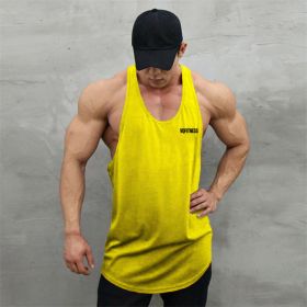 Sports Vest Men's Basketball Sleeveless T-shirt Summer Workout Loose Top Training Basketball Clothes Quick-drying Top (Option: Yellow-M)