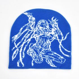 Cold-proof Warm Fashion Jacquard Knitted Hat (Option: Blue-Free Size)