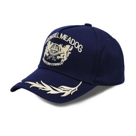 Men's Summer Wheat Embroidered Baseball Cap (Option: Navy Blue Gold-Adjustable)