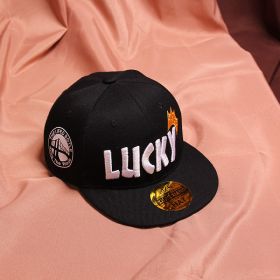 Children's Baseball Cap Tide Hiphop Flat Brim Peaked Cap (Option: Black-50to54cm Adjustment)