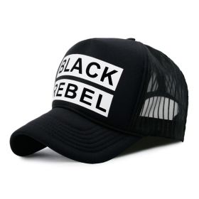 High Fashion Letter Print Embroidery Mesh Cap Korean Style (Option: BLACK REBEL BLACK-Adjustable)