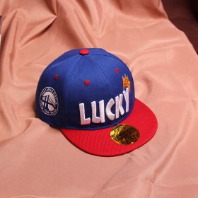 Children's Baseball Cap Tide Hiphop Flat Brim Peaked Cap (Option: Blue-50to54cm Adjustment)