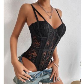 New Lace Stitching Niche Jumpsuit (Option: L-Black)