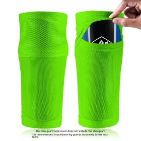 Double-layer Breathable Mesh Football Shin Guard Socks (Option: Green-S Children Medium Size)