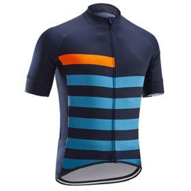 Road And Mountain Bike Cycling Jerseys Men's Tops Spring And Summer Cycling Jerseys (Option: Black and blue stripes-XS)