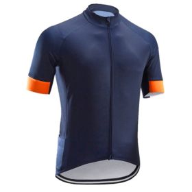 Road And Mountain Bike Cycling Jerseys Men's Tops Spring And Summer Cycling Jerseys (Option: Navy Blue-2XL)