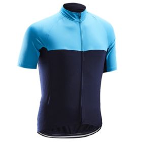 Road And Mountain Bike Cycling Jerseys Men's Tops Spring And Summer Cycling Jerseys (Option: Black and blue color matching-2XL)