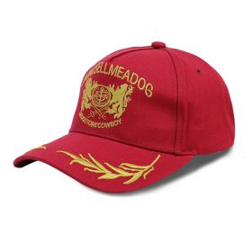 Men's Summer Wheat Embroidered Baseball Cap (Option: Wine Hongjin-Adjustable)