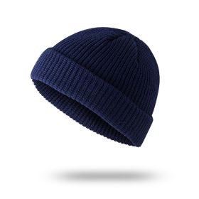 Knitted Korean Wool Hip-hop Street Yupi Toe Cap Beanie Hat (Option: Navy Blue-Free Size Elastic)