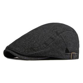 Simple Light Board Washed Denim Hat Men And Women All-match Retro Peaked Cap (Option: Black-Adjustable)