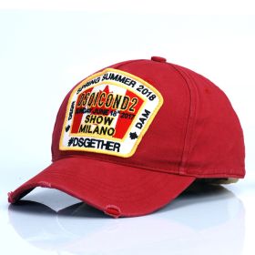 Men's And Women's Casual Cotton Embroidered Washed Hat (Option: D72 Purplish Red-Adjustable)