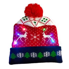 Cross-border Festival Autumn And Winter Fashion Christmas Knitted Hat Party Warm Adult With Fur Ball Christmas Hat (Option: Red Deer-Adult Style Elastic)