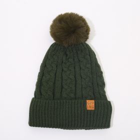 Fleece-lined Thickened Knitting Warm Men's And Women's Wool Hats With Fur Ball (Option: 3 Colors)