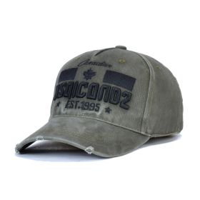 Men's And Women's Casual Cotton Embroidered Washed Hat (Option: D162 Army Green-Adjustable)