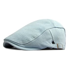 Simple Light Board Washed Denim Hat Men And Women All-match Retro Peaked Cap (Option: Light Blue-Adjustable)