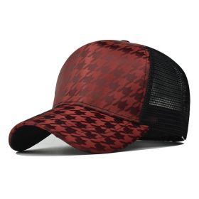 Houndstooth Baseball Cap For Men And Women (Option: Houndstooth Red-M)