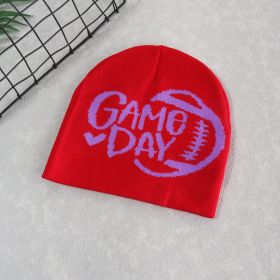 English Letters Woolen Cap Warm (Color: Red)