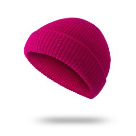 Knitted Korean Wool Hip-hop Street Yupi Toe Cap Beanie Hat (Option: Deep Rose-Free Size Elastic)