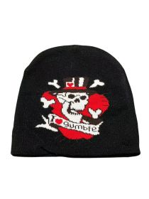 Knitted Skull Jacquard Cold-proof Warm Wool Hat (Option: Black-Free Size 56 To59cm)