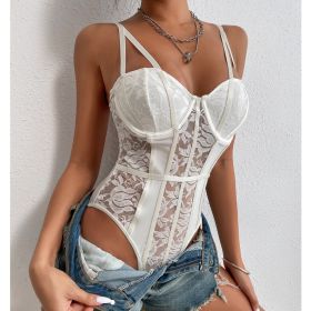 New Lace Stitching Niche Jumpsuit (Option: M-White)