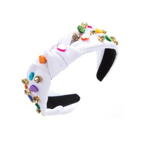 Candy-colored Heart-shaped Decorative Diamond Headband (Color: White)