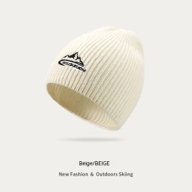 Outdoor Travel Skiing Thickened Wool Beanie Hat (Option: Classic Woolen Type Beige-Free Size)