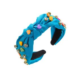 Candy-colored Heart-shaped Decorative Diamond Headband (Color: Blue)