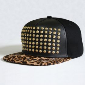 Round Hole Metal Rivet Hip Hop Baseball Cap (Option: Coffee Color And Leopard Print-56 59CM)