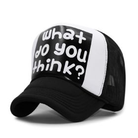 High Fashion Letter Print Embroidery Mesh Cap Korean Style (Option: Letter Style Black And White-Adjustable)