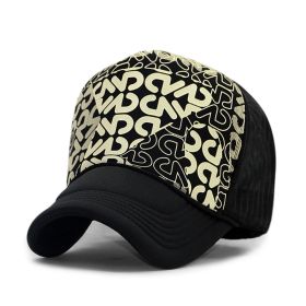 High Fashion Letter Print Embroidery Mesh Cap Korean Style (Option: Individual Style BLACK-Adjustable)