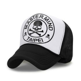 High Fashion Letter Print Embroidery Mesh Cap Korean Style (Option: Skull Style Black And White-Adjustable)